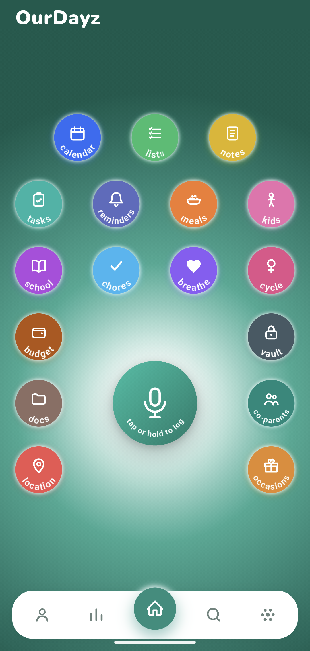 OurDayz home screen